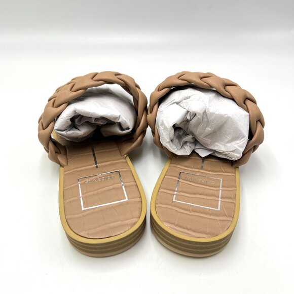 Dolce‎ Vita Size 6 Vegan Leather Beige Tan Nude Braided Woven Flat Sandals Shoes - Picture 7 of 13